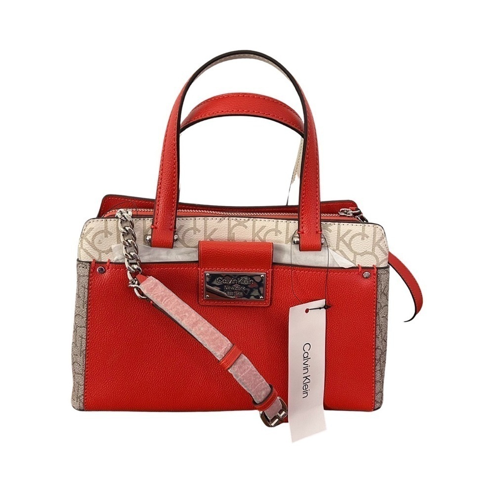 Calvin Klein Camille Organizational Satchel - Spicy Orange/ Alm Style#H3DDJCJ2